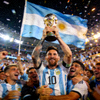梅西手捧世界杯冠军奖杯庆祝胜利的新闻图片